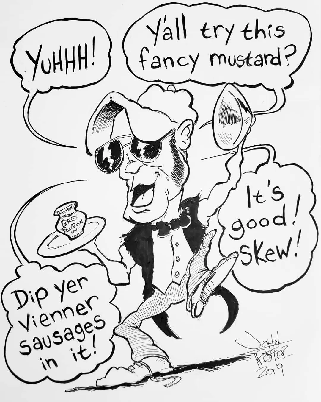Comedian DJ Lewis discussing fancy mustard on the Wellred podcast.