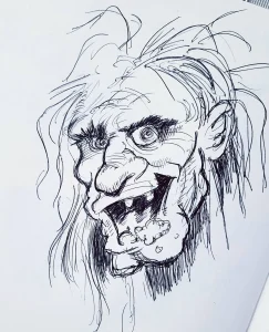 Head study after Jack Davis from one of the EC comic horror magazines.