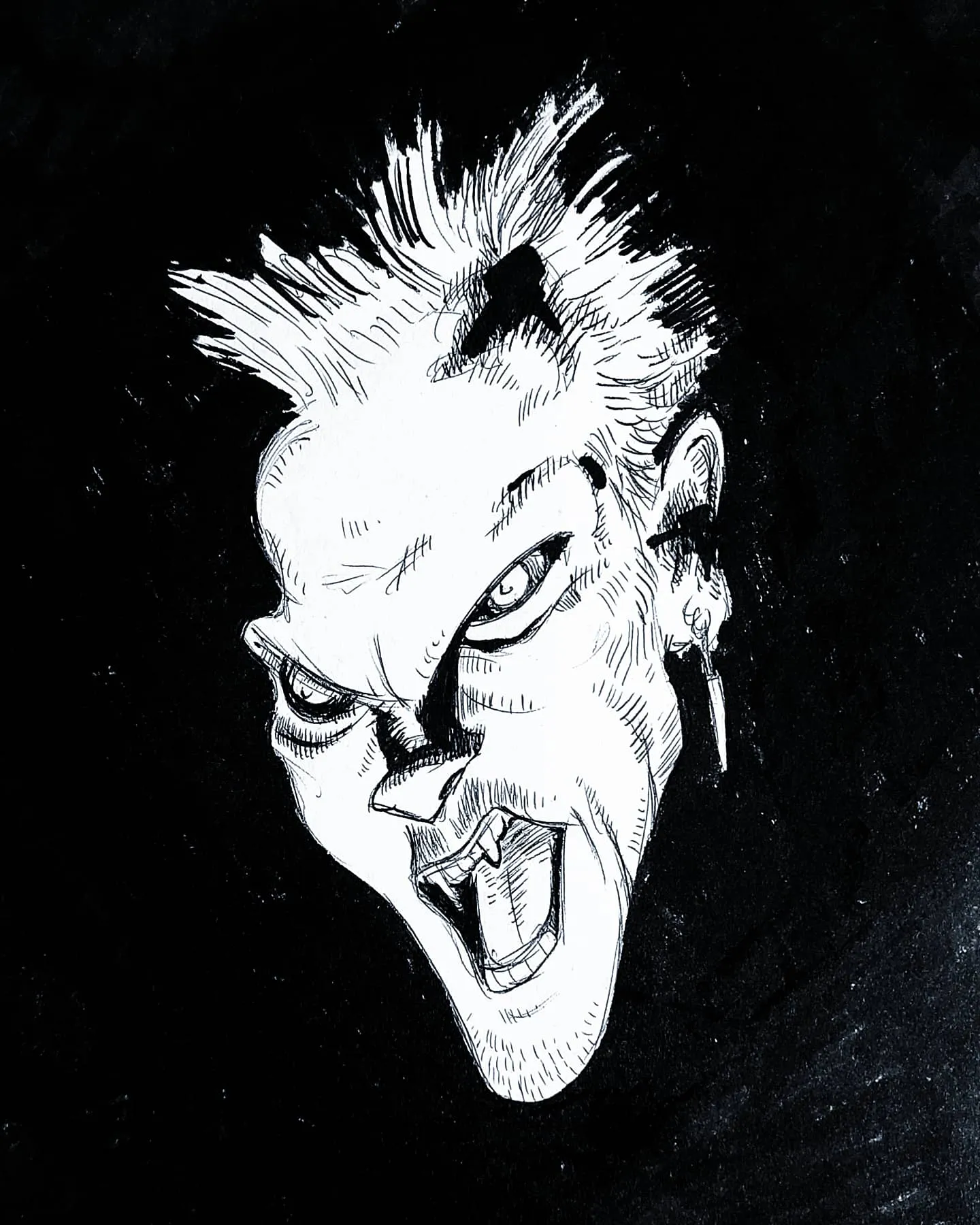 Lost Boy David in a noir study using pen and ink;