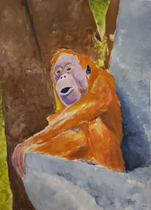 Orangutan painting in acrylic.