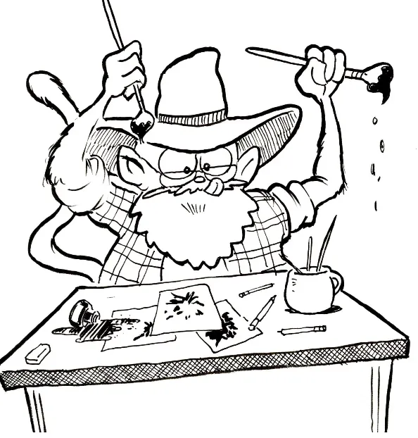 Paintmonkey working hard on project at art desk.