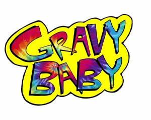 Hand drawn logo for podcast and colored digitally and with tie-dye coloring on the words.