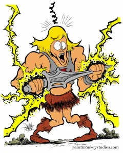 He-Man being electrified by his sword as he becomes He-Man.