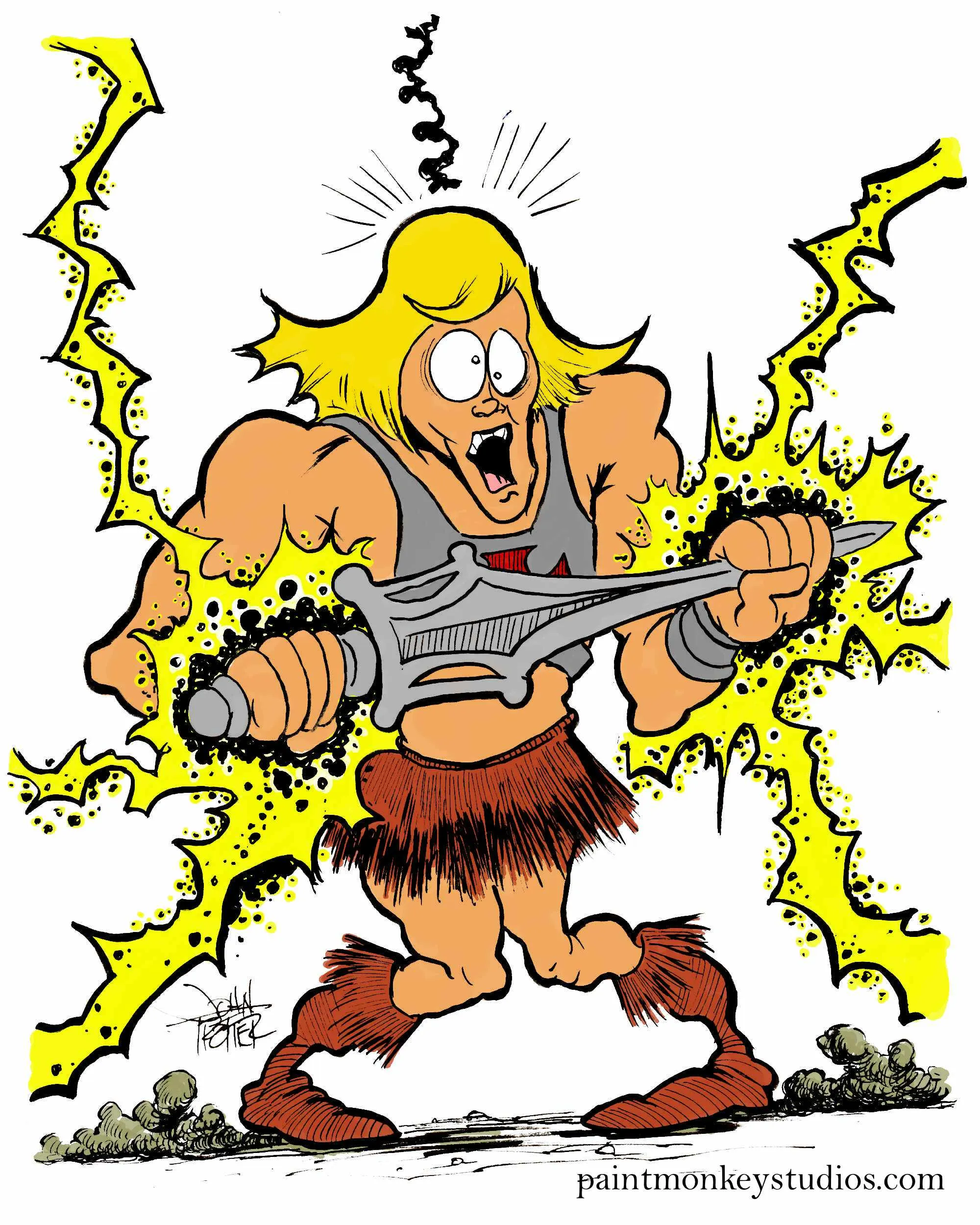 He-Man being electrified by his sword as he becomes He-Man.