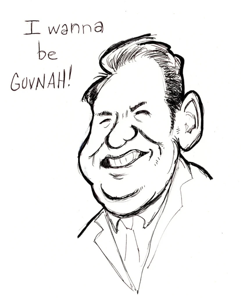 Ballpoint caricature of Burt Jones, Georgia gubernatorial candidate.