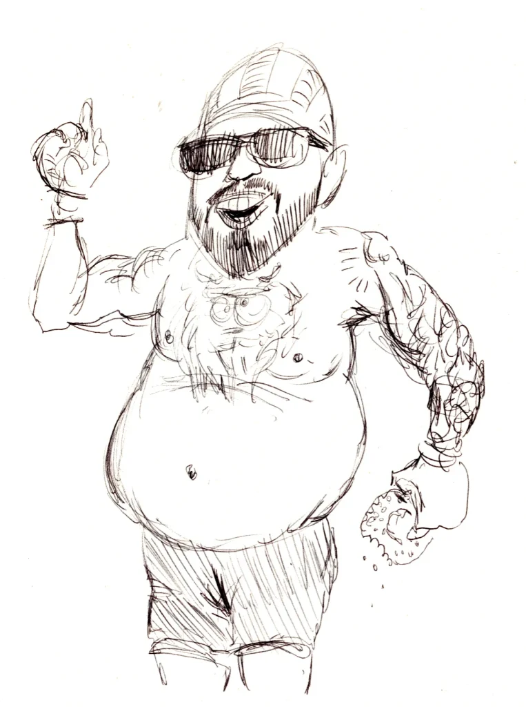 Ballpoint sketch of the UFC chud who made the transphobic joke about Michelle Obama.