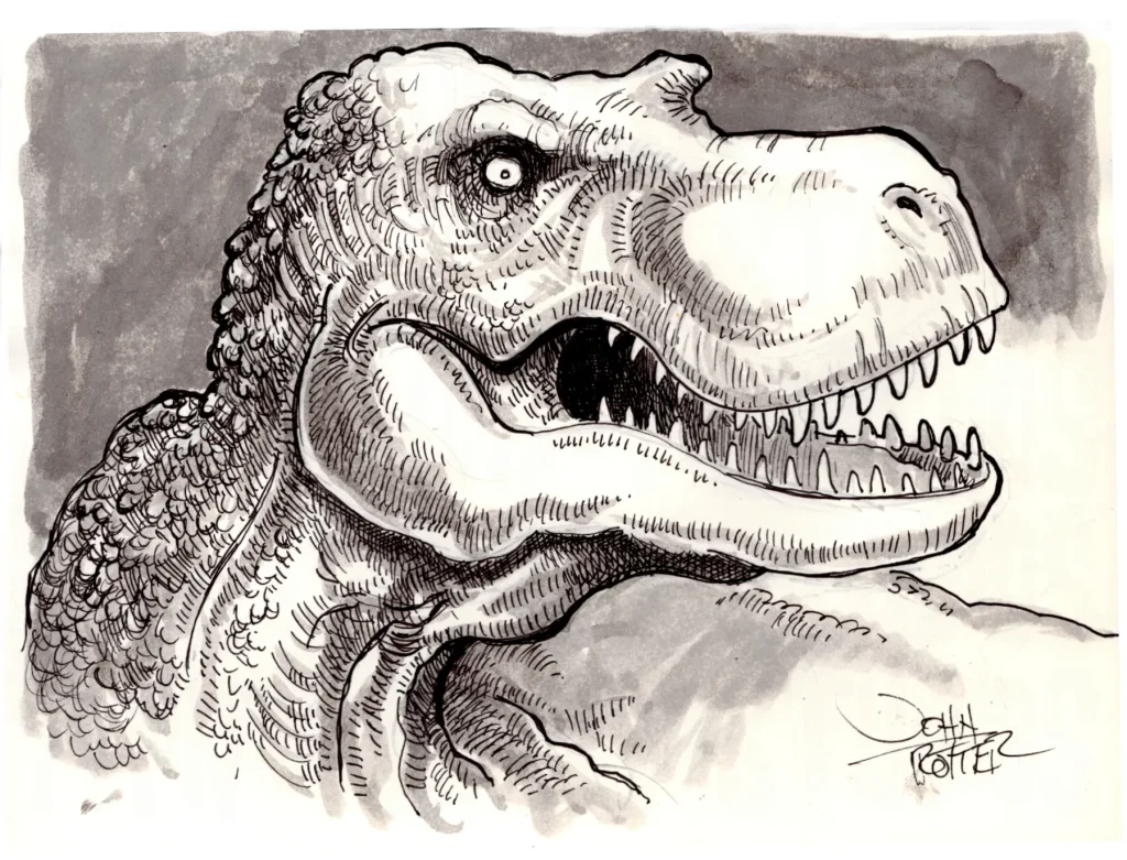 Ink and was drawing a t-rex.
