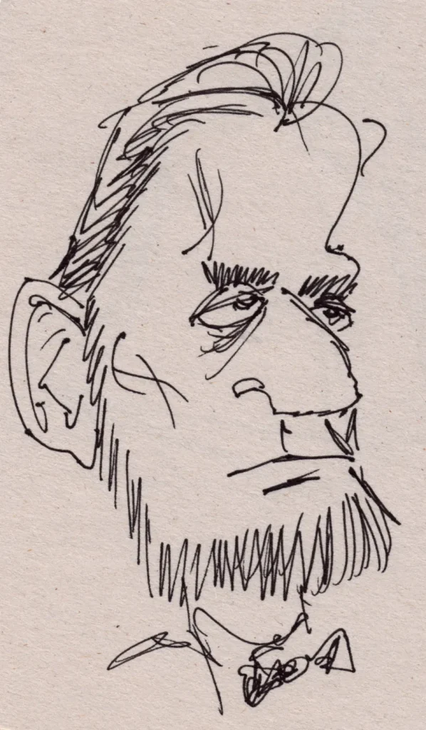 Ballpoint sketch of Abraham Lincoln's head.