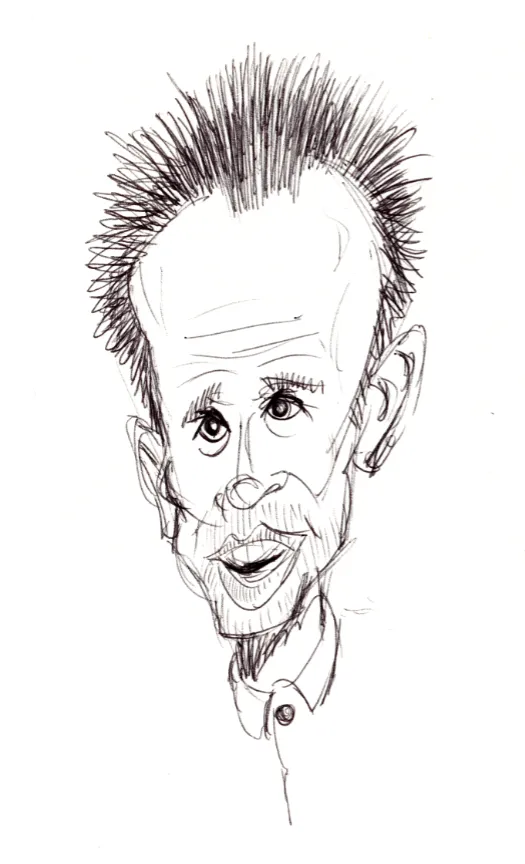 Ballpoint caricature of actor Walton Goggins.
