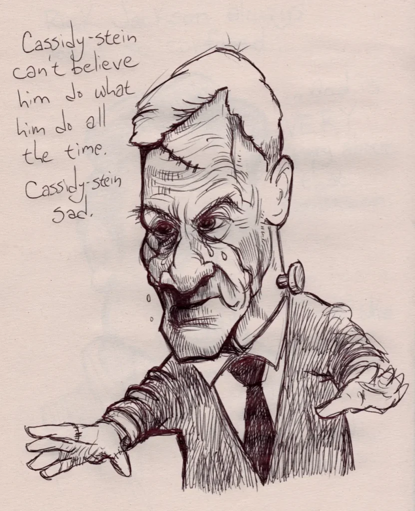 Ballpoint caricature of Louisiana senator Bill Cassidy.