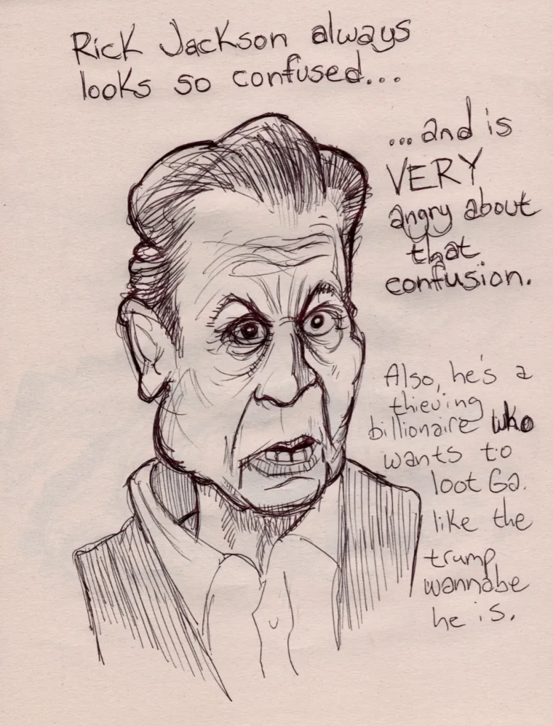 Ballpoint caricature of Rick Jackson, candidate for Georgia governor.